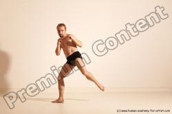 Underwear Martial art Man White Moving poses Slim Short Blond Dynamic poses Academic